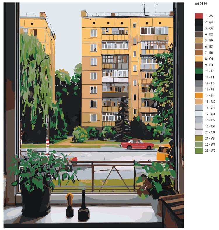 Картина по номерам Дома панельки родные лето за окном — картинка 2