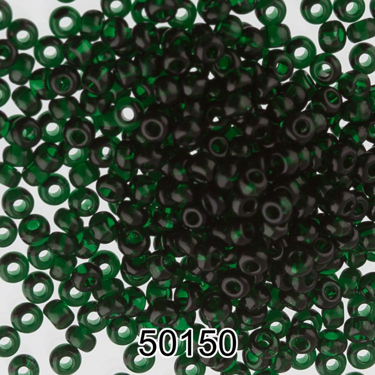 Бисер Чехия круглый 5 10/0, 2,3 мм, 500 г, цвет: 50150 темно-зеленый