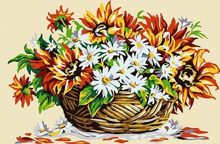 Картина по номерам «Цветы в корзине»