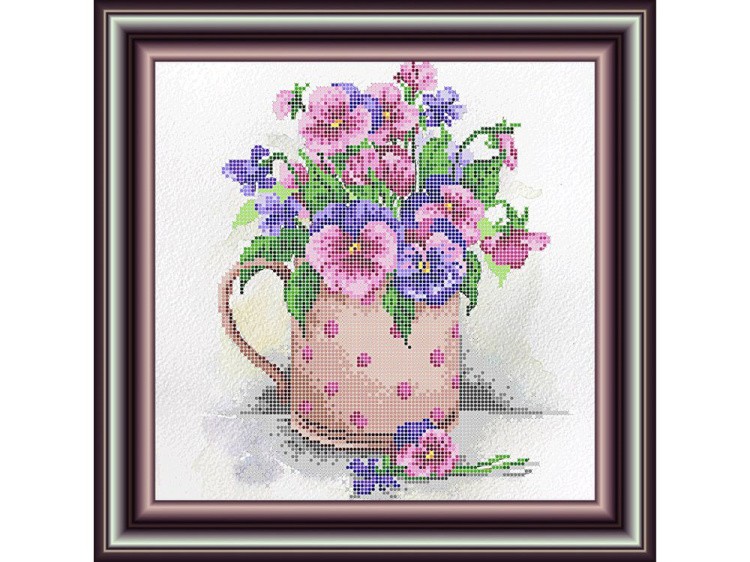 Рисунок на ткани «Кружка с цветами»