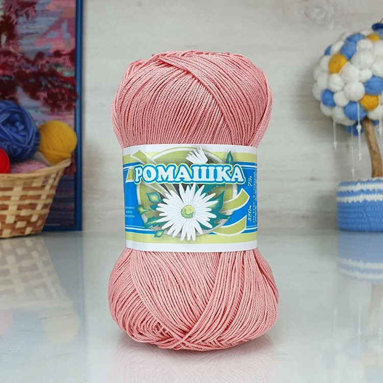 Пряжа ПНК им.Кирова Ромашка (5602), пудровый, 5 шт. по 75 г — картинка 2