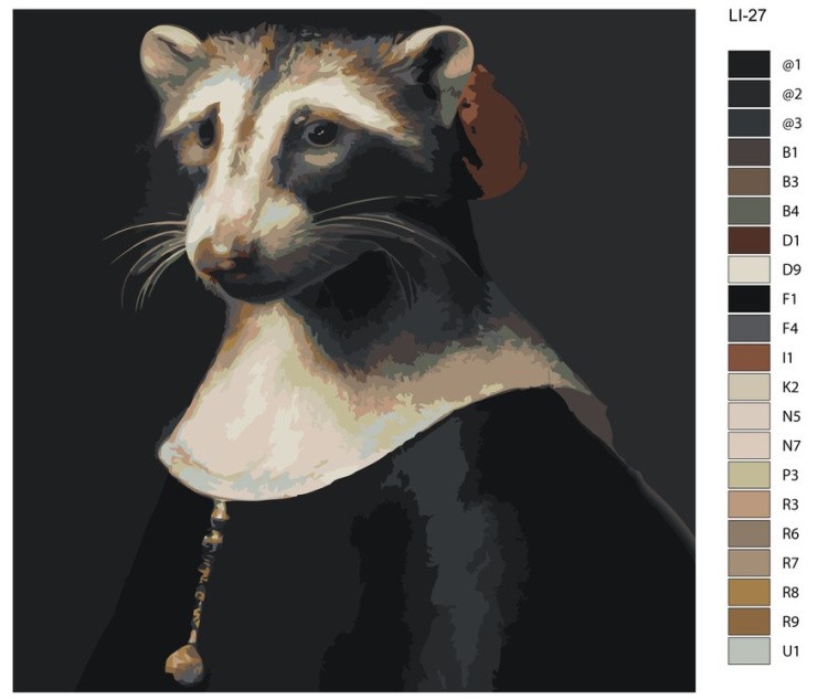 Картина по номерам «Выдра в историческом костюме» — картинка 2