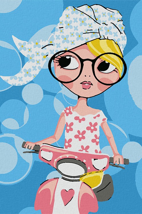 Картина по номерам «Девочка на скутере»