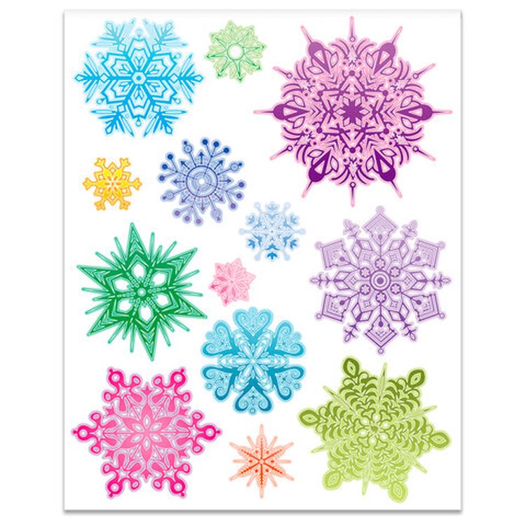 Украшение для окон и стекла «Разноцветные снежинки 1» — картинка 2