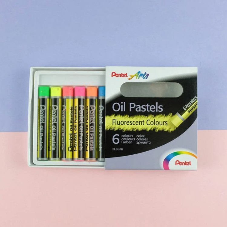 Пастель масляная флуоресцентная, 6 цв., Pentel — картинка 5