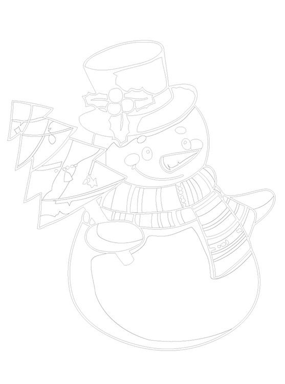 Картина по номерам «Детская, для детей: снеговик и ёлка» — картинка 3