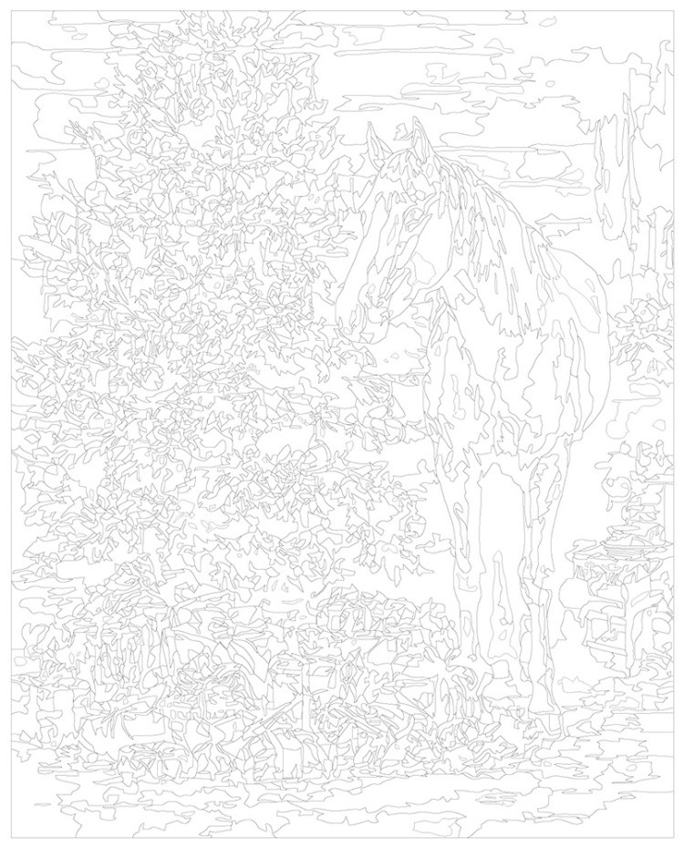 Картина по номерам Красная лошадь и елка Символ нового года — картинка 3