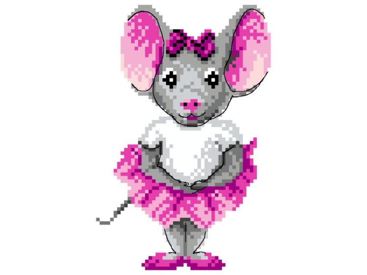 Рисунок на канве «Мышка-балерина»