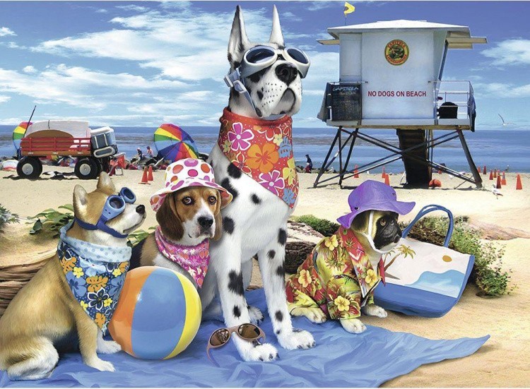 Пазлы «Собаки на пляже»