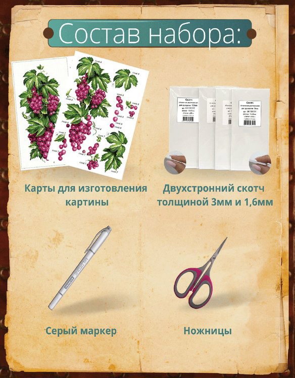 Набор папертоль «Сочный виноград» 15x29 см  — картинка 3