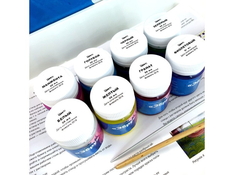 Набор для эбру «Модерн», 8 цветов, Mimi — картинка 8