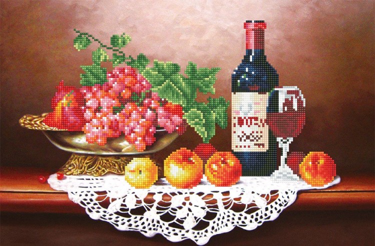 Алмазная вышивка «Вино с фруктами»