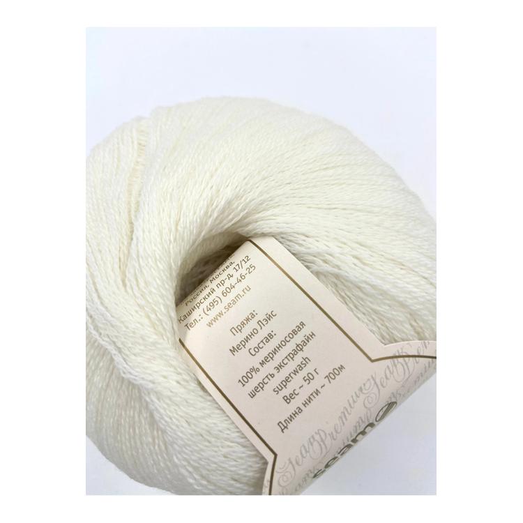 Пряжа SEAM MERINO LACE (01), ультра белый, 5 шт. по 50 г — картинка 4