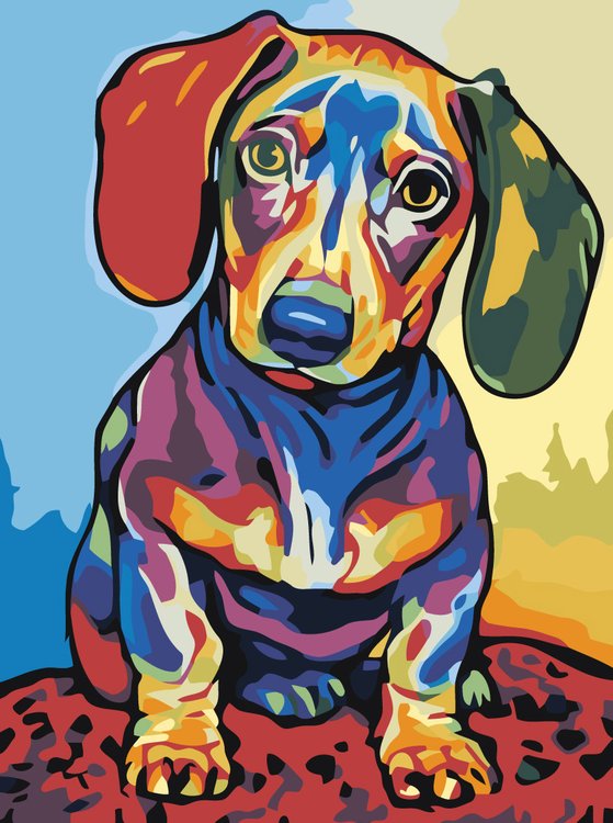 Картина по номерам «Радужный щенок»