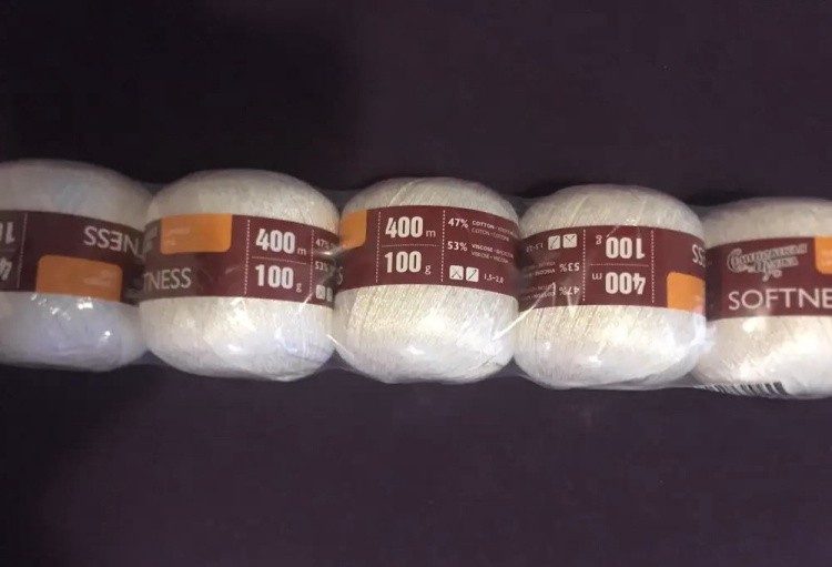 Пряжа Семеновская Softness (37514), ультрабелый+В 5 шт. по 100 г — картинка 2