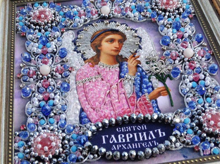 Набор для вышивания хрустальными камнями «Архангел Гавриил» (серебро) — картинка 5
