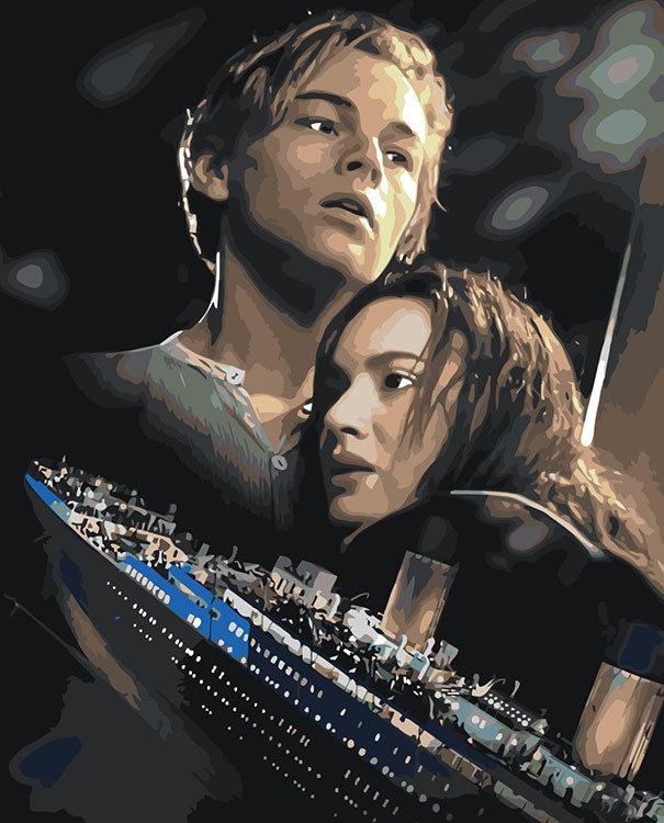 Картина по номерам «Титаник: Джек и Роза с кораблем 2»