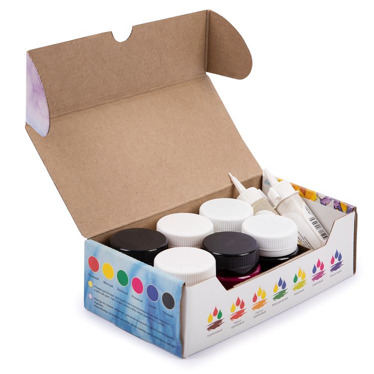 Набор акриловых красок по ткани «Батик», 6 цв. по 40 мл, Аква-колор — картинка 2