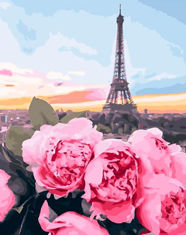 Картина по номерам «Цветы и Париж»