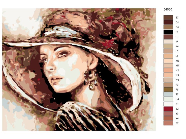 Картина по номерам «Незнакомка в шляпе» — картинка 2