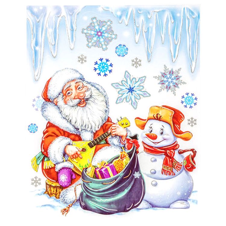 Украшение для окон и стекла «Дед Мороз и снеговик» — картинка 2