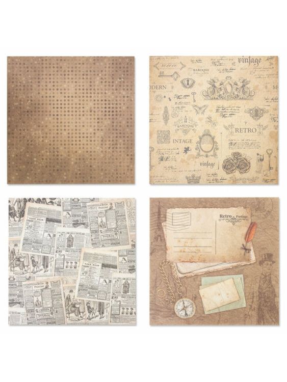 Бумага для скрапбукинга 30х30 см «Ретро», 12 дизайнов — картинка 3