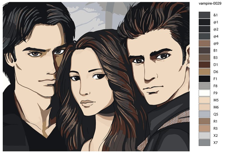 Картина по номерам «Дневники вампира: Деймон, Елена и Стефан» — картинка 2