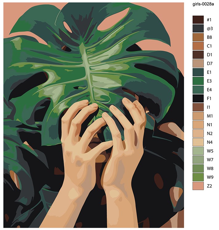 Картина по номерам «Девушка и лист монстеры» — картинка 2