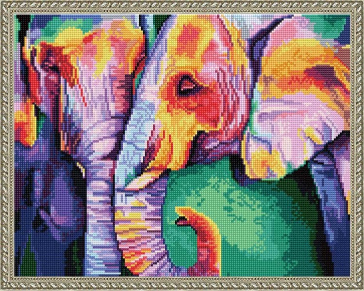 Алмазная вышивка «Радужные слоны»