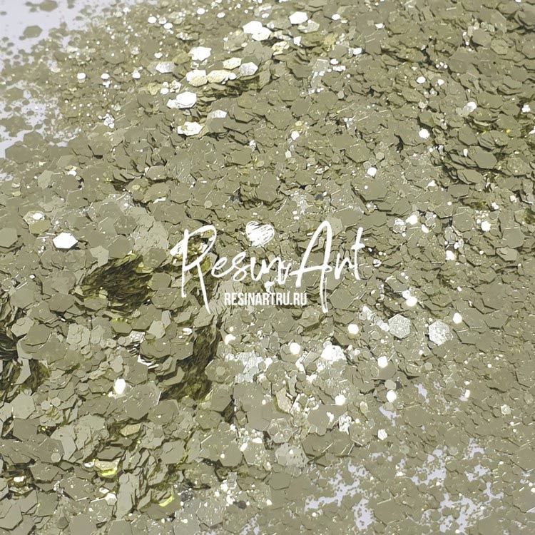Глиттер ResinArt Шампань (шестигранник) — картинка 2