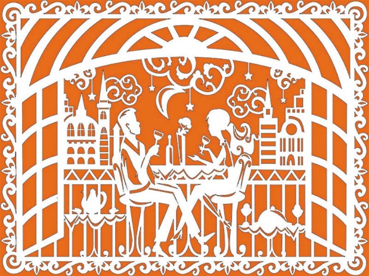 Вытынанка «Встреча в кафе» — картинка 5