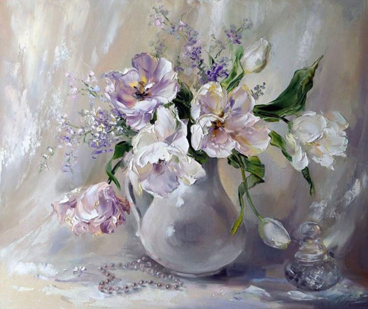 Картина по номерам «Белые тюльпаны» — картинка 2