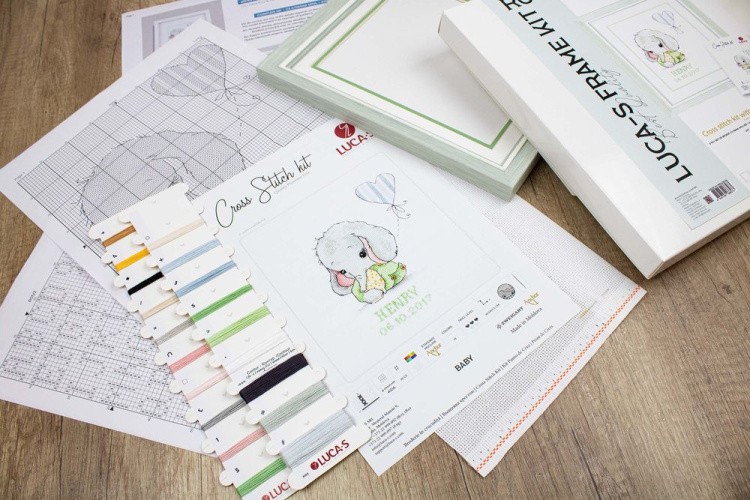 Набор для вышивания с рамкой «Слоненок в зеленых тонах» — картинка 6