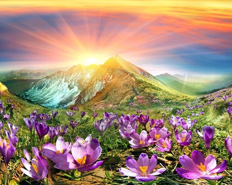 Картина по номерам «Рассвет в горах»