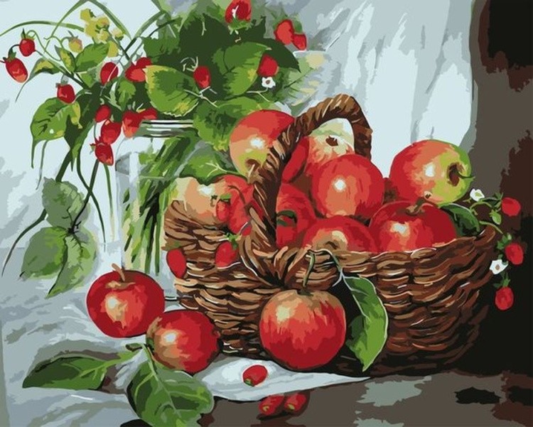 Картина по номерам «Яблоки в корзине»