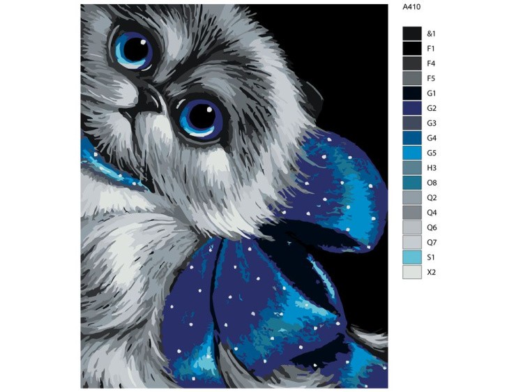 Картина по номерам «Кошка с голубым бантом» — картинка 2