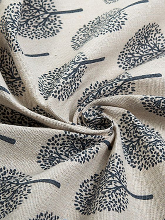 Ткань льняная, 3 м x 150 см, 140 г/м², цвет: молочный, растительный принт, TBY — картинка 2