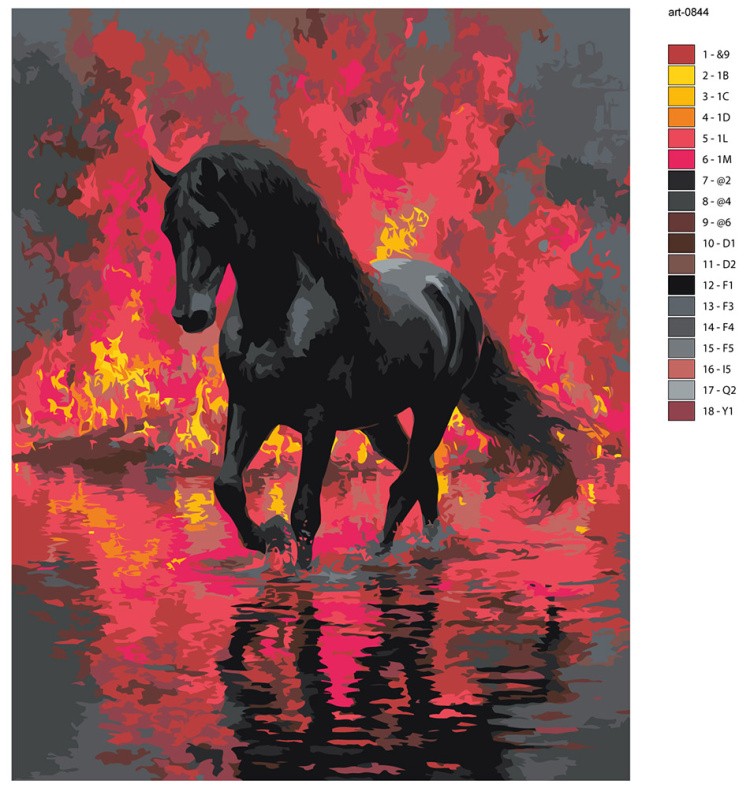 Картина по номерам Огненная лошадь светящаяся Символ года — картинка 2
