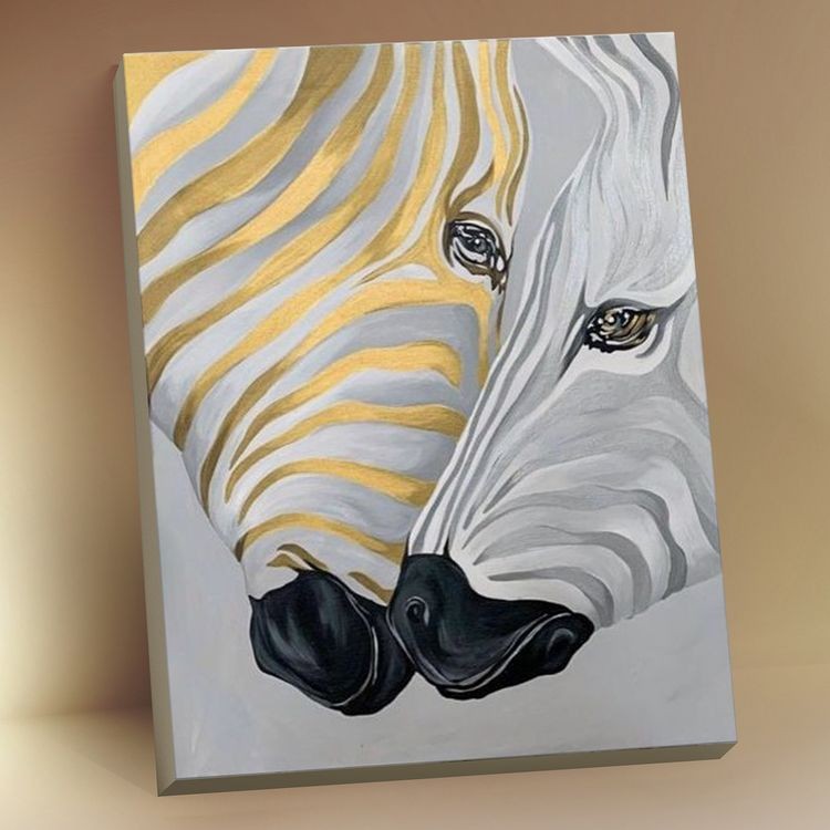 Картина по номерам с поталью «Две зебры»