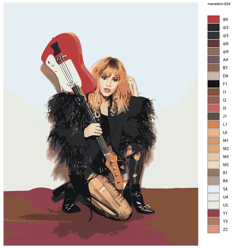 Картина по номерам «Группа Maneskin Манескин: Виктория Де Анджелис с гитарой 2» — картинка 2