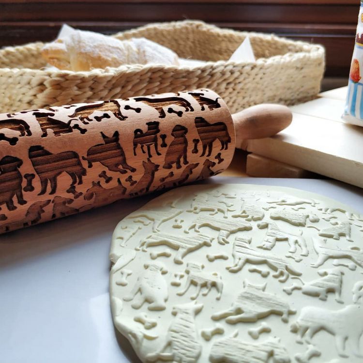 Деревянная скалка с узором «Собачки», Березка — картинка 2