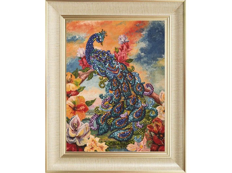 Картина на холсте из пайеток «Павлин» — картинка 2