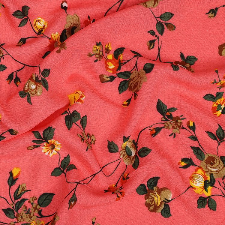 Ткань Штапель с рисунком, 5 м, ширина 145 см, 110 г/м2, цвет: с3 розовый, TBY — картинка 2