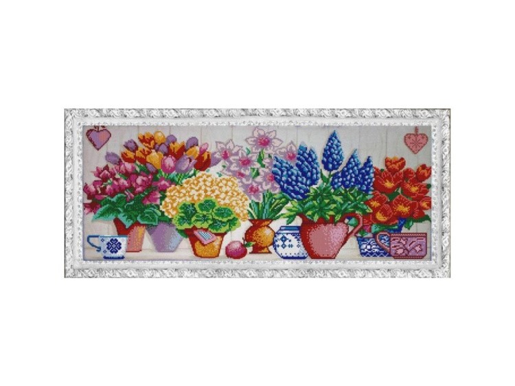 Рисунок на ткани «Цветочный ряд»