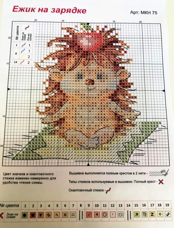 Набор для вышивания «Ежик на зарядке» — картинка 3