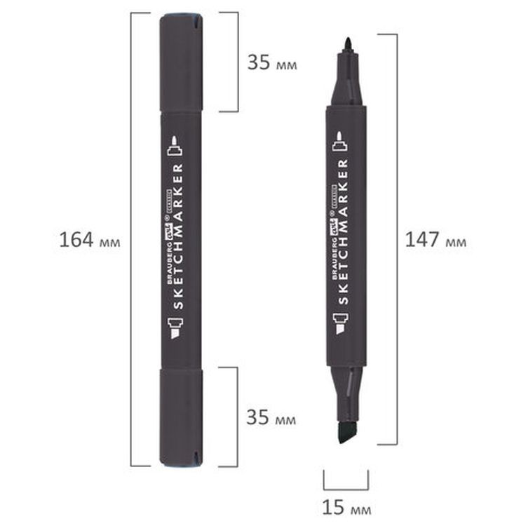Маркер для скетчинга двусторонний 1 мм - 6 мм BRAUBERG ART CLASSIC, цвет: серо-голубой 09 — картинка 6