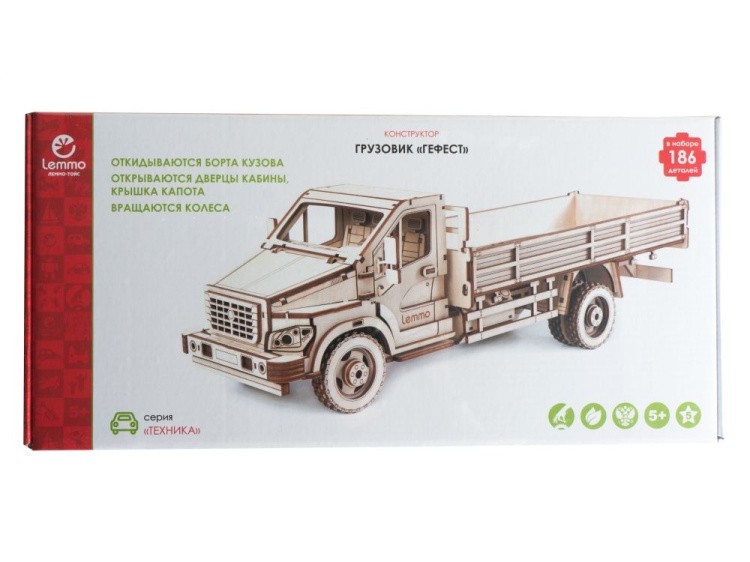 Конструктор из дерева «Грузовик Гефест с кузовом», Lemmo — картинка 4