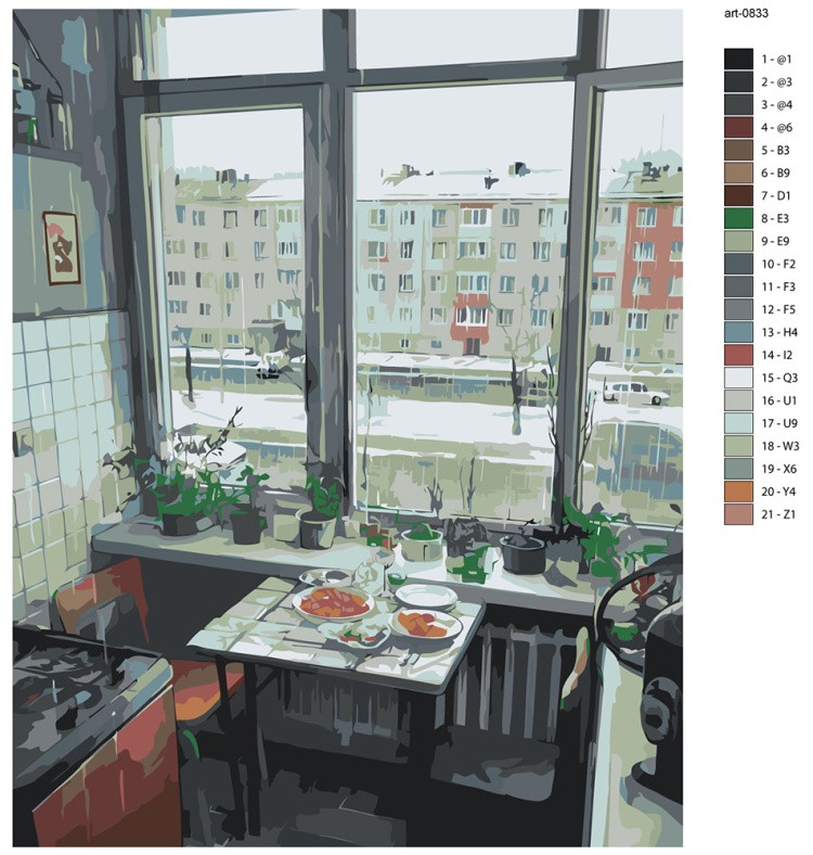 Картина по номерам Дома панельки родные эстетичная кухня — картинка 2