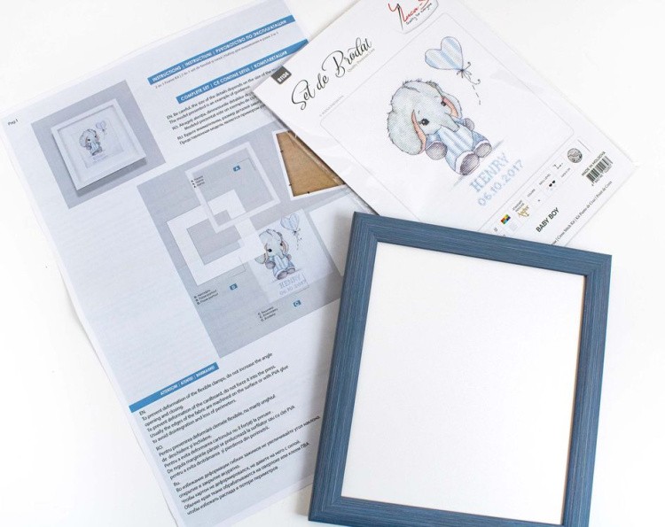 Набор для вышивания с рамкой «Слоненок. Метрика» — картинка 3