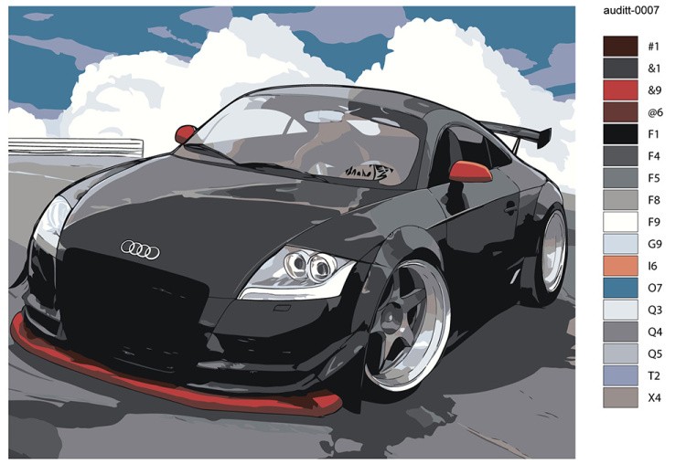 Картина по номерам «Машина Ауди ТТ в стиле аниме 40x50» — картинка 2